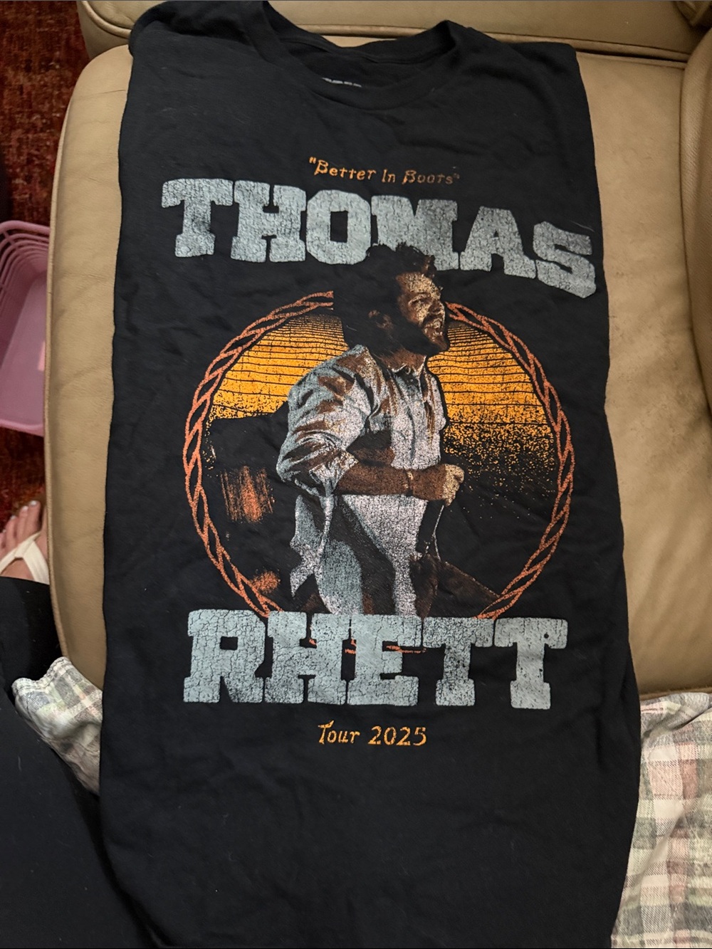 Thomas Rhett Tour 2025 Graphic Tee - Black with Orange and Gray Print